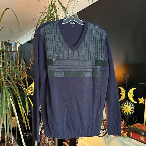 Chaps V-Neck Sweater in Navy and Charcoal Size 38-40 - Picture 1 of 16